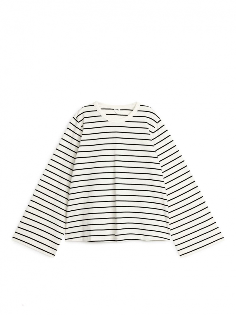 Tricouri Arket Oversized Long-Sleeve Dama Albi | Romania-IXEV67249