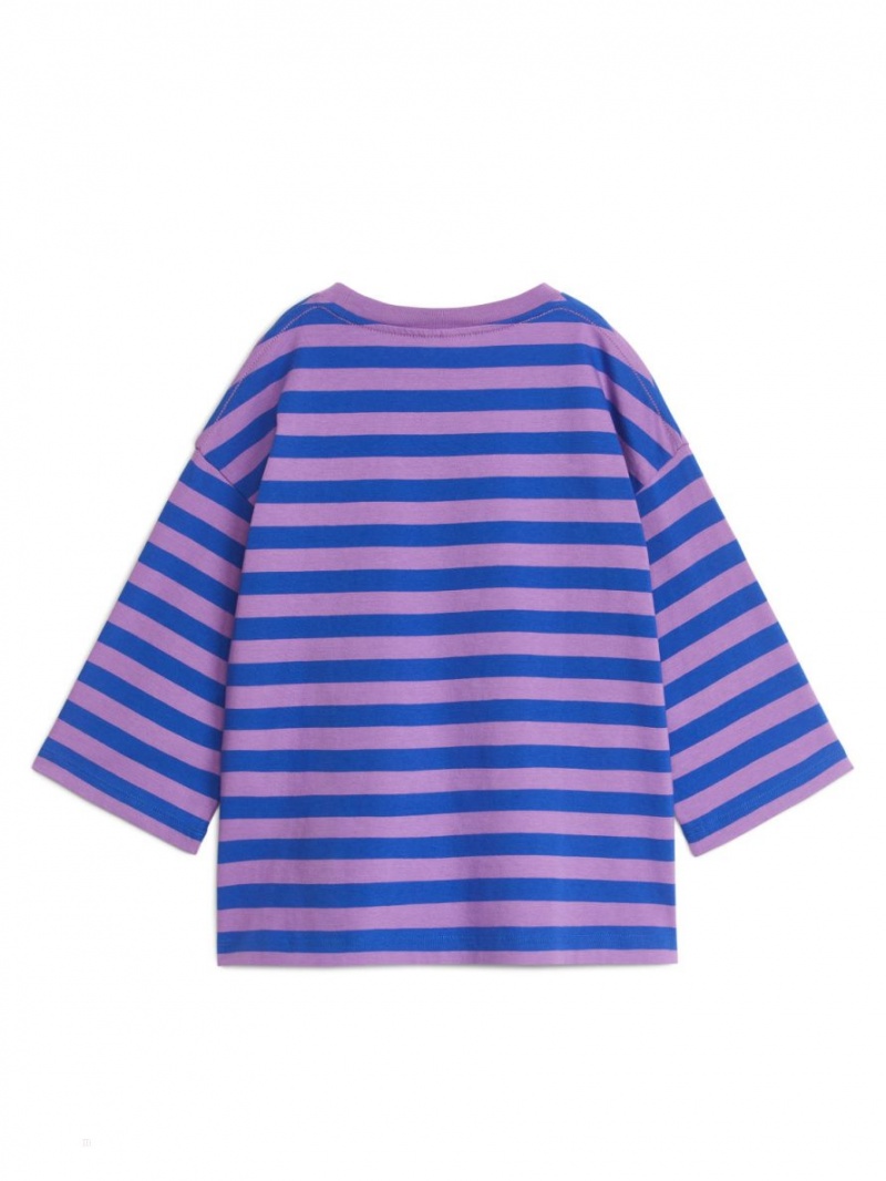 Tricouri Arket Oversized Long-Sleeved Fete Violet Albastri | Romania-KJLW61483
