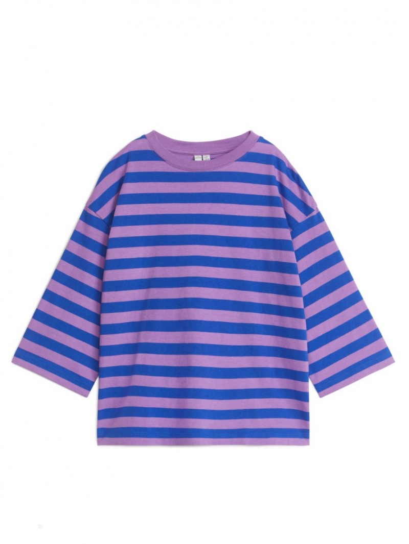 Tricouri Arket Oversized Long-Sleeved Fete Violet Albastri | Romania-KJLW61483
