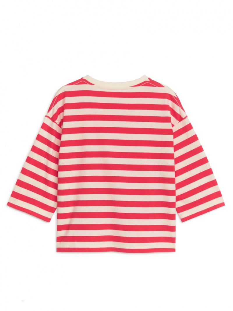 Tricouri Arket Oversized Long-Sleeved Fete Albi Rosii | Romania-LKTM06175