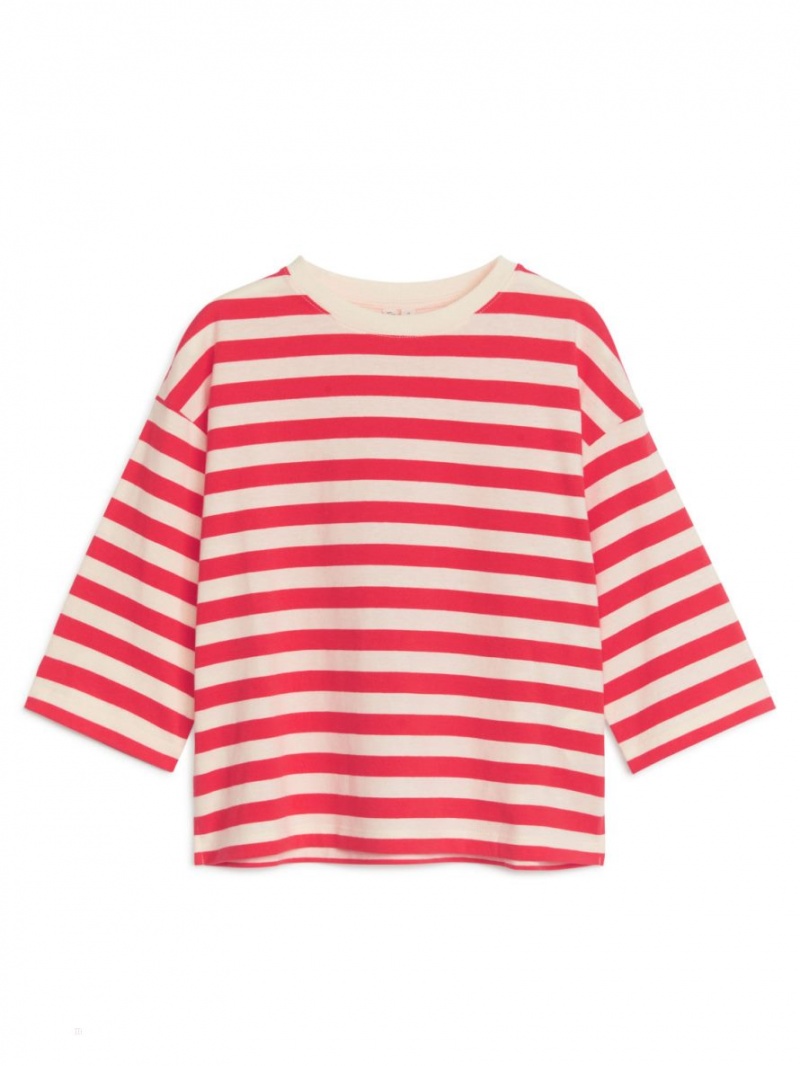 Tricouri Arket Oversized Long-Sleeved Fete Albi Rosii | Romania-LKTM06175