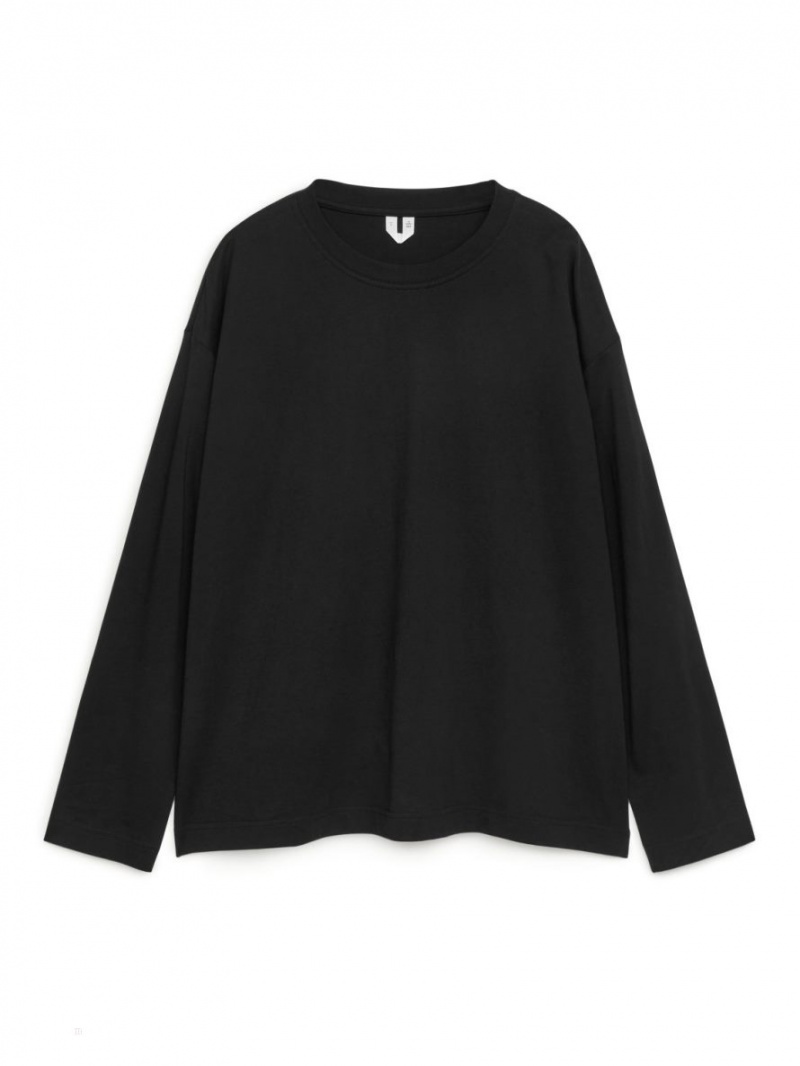 Tricouri Arket Oversized Pima Bumbac Dama Negrii | Romania-JXQP69471