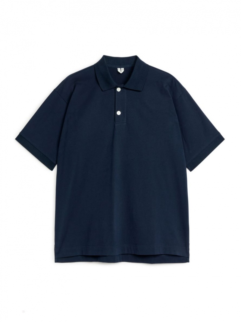 Tricouri Polo Arket Bumbac Barbati Albastri Inchis | Romania-WKQP08547