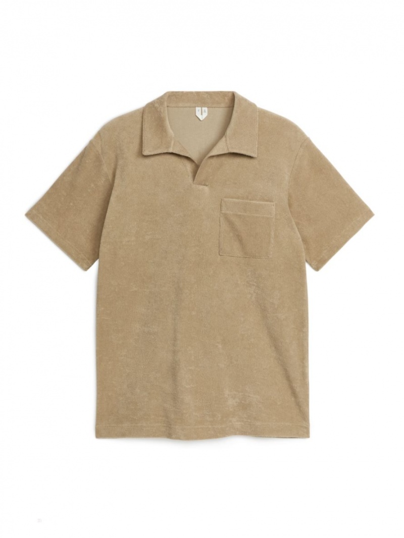 Tricouri Polo Arket Bumbac Towelling Barbati Bej | Romania-JIGE24156