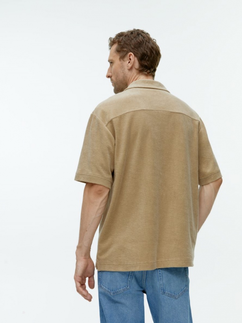 Tricouri Polo Arket Bumbac Towelling Barbati Bej | Romania-DNPK46390