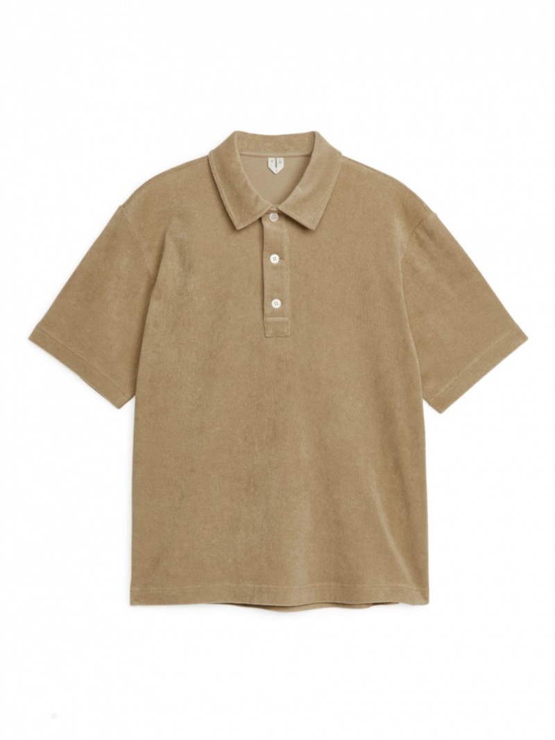 Tricouri Polo Arket Bumbac Towelling Barbati Bej | Romania-DNPK46390