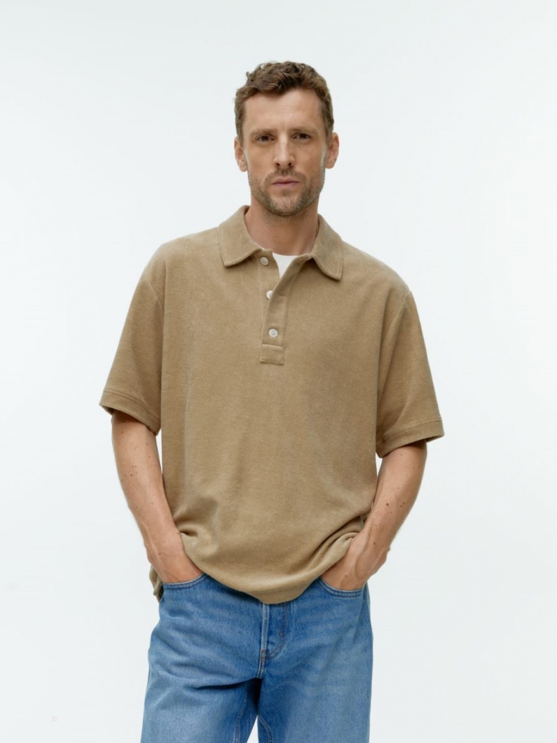 Tricouri Polo Arket Bumbac Towelling Barbati Bej | Romania-DNPK46390