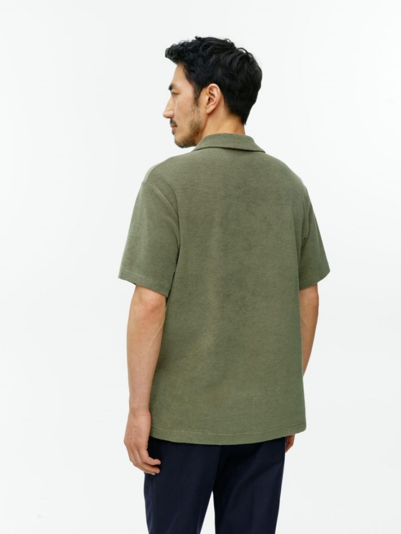 Tricouri Polo Arket Bumbac Towelling Barbati Kaki Verzi | Romania-BALH63719