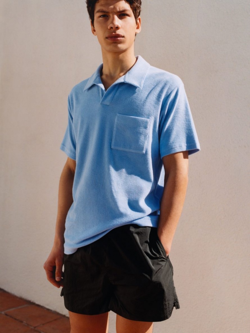 Tricouri Polo Arket Bumbac Towelling Barbati Albastri Deschis | Romania-TZJI48506