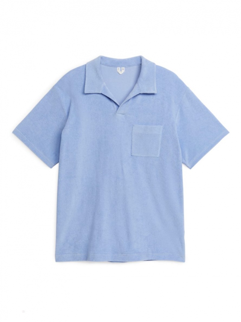 Tricouri Polo Arket Bumbac Towelling Barbati Albastri Deschis | Romania-TZJI48506