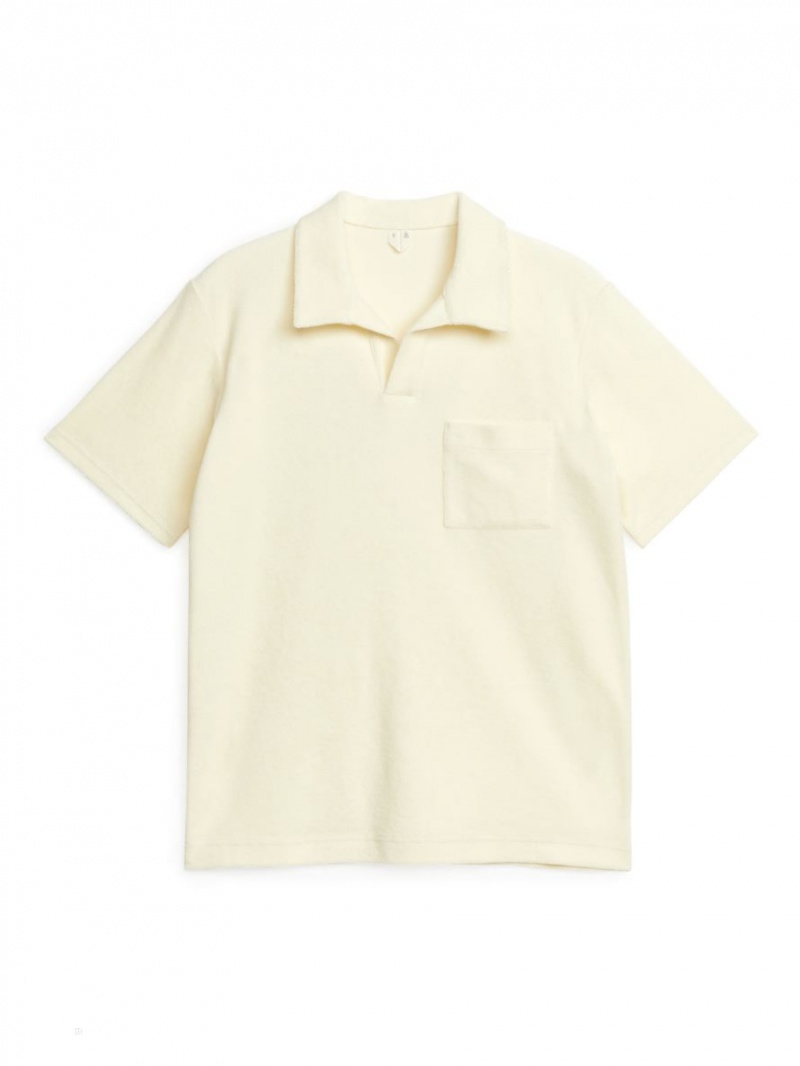 Tricouri Polo Arket Bumbac Towelling Barbati Albi | Romania-DYPW82046