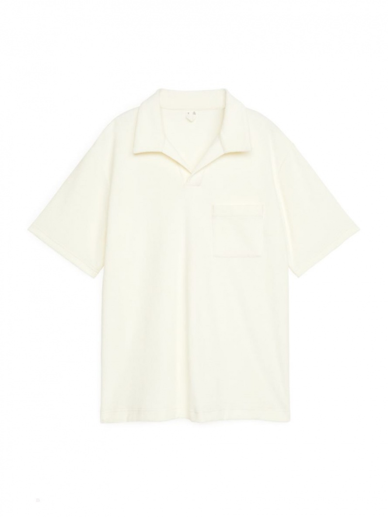 Tricouri Polo Arket Bumbac Towelling Barbati Albi | Romania-DYPW82046