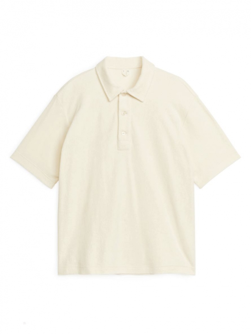 Tricouri Polo Arket Bumbac Towelling Barbati Albi | Romania-QYHC76523