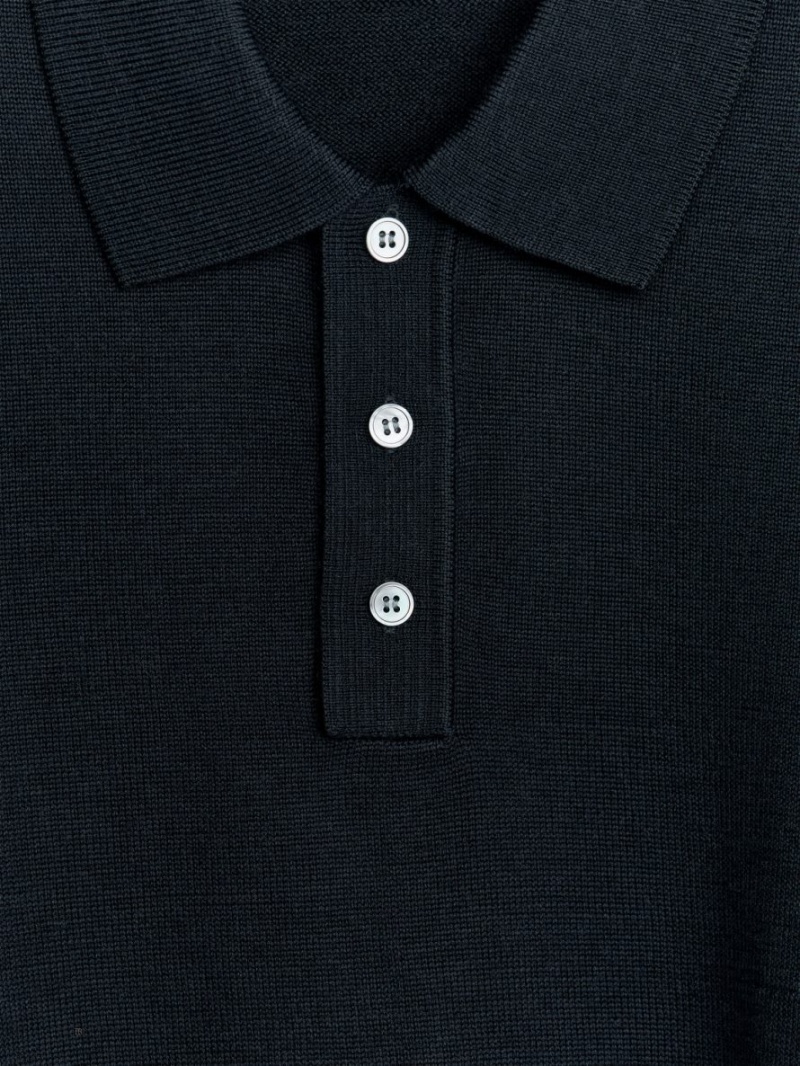 Tricouri Polo Arket Long-Sleeved Merino Barbati Negrii | Romania-RZEI23465