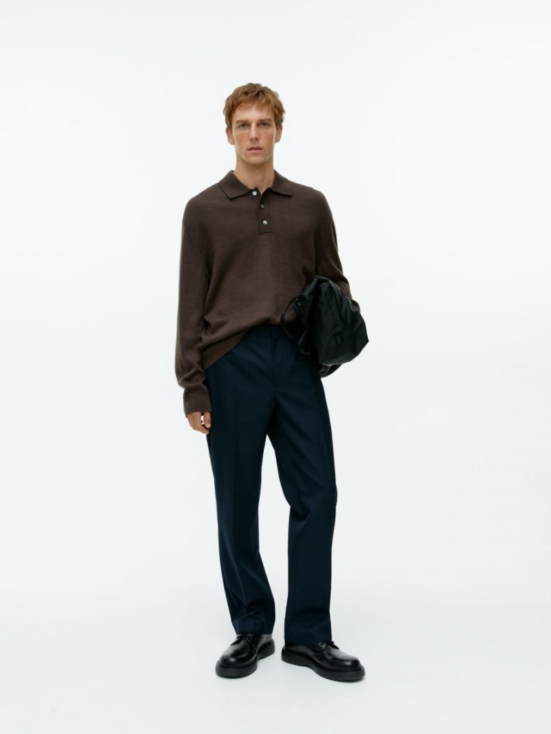 Tricouri Polo Arket Long-Sleeved Merino Barbati Maro | Romania-ZOAL95861