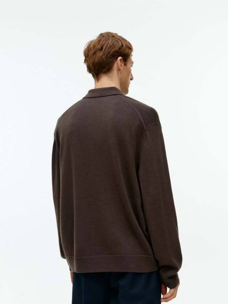 Tricouri Polo Arket Long-Sleeved Merino Barbati Maro | Romania-ZOAL95861