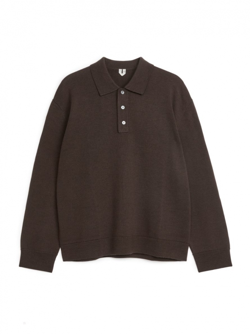 Tricouri Polo Arket Long-Sleeved Merino Barbati Maro | Romania-ZOAL95861