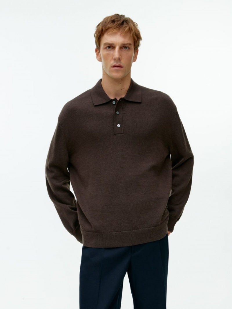 Tricouri Polo Arket Long-Sleeved Merino Barbati Maro | Romania-ZOAL95861