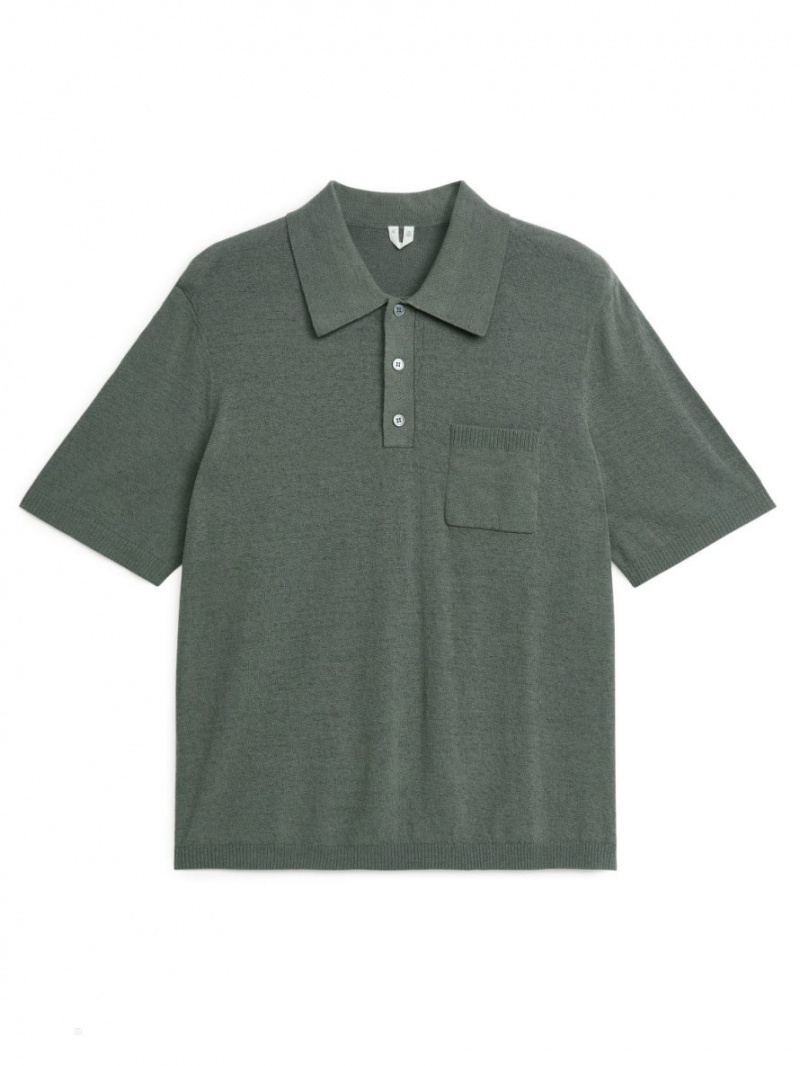 Tricouri Polo Arket Scurte-Sleeve Barbati Kaki Verzi | Romania-SZEL15348