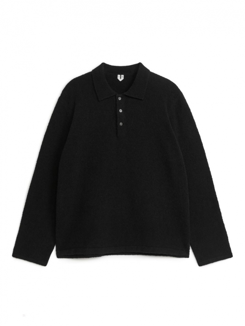 Tricouri Polo Arket Tricotate Barbati Negrii | Romania-AITP75423