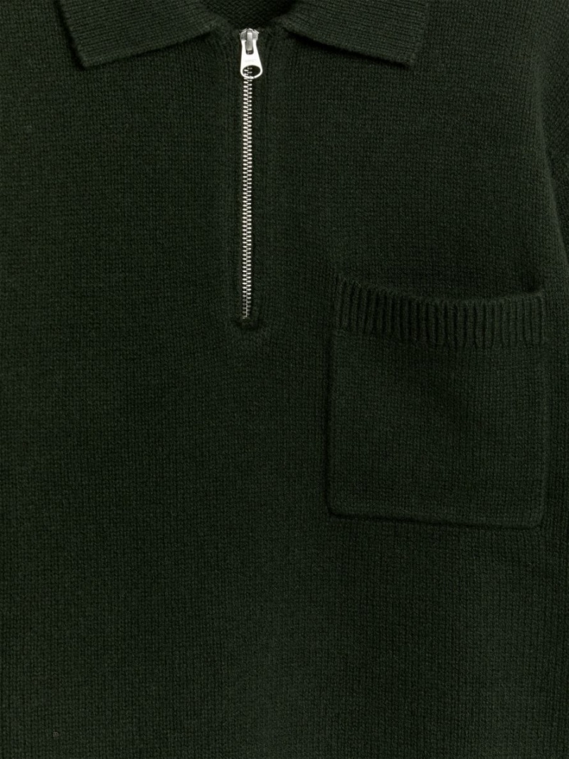 Tricouri Polo Arket Tricotate Lână Zip Barbati Verzi Inchis | Romania-VQBE98217